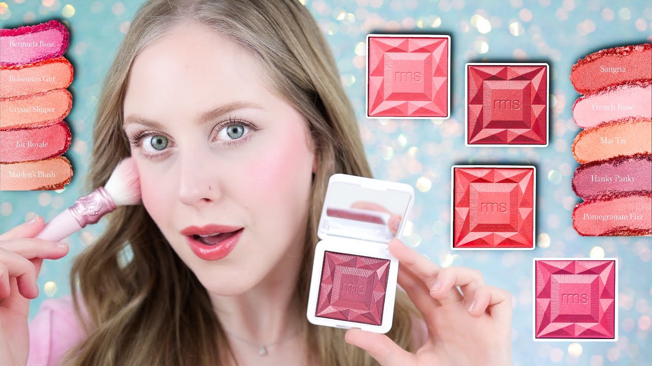 RMS BEAUTY Redimension Hydra Blush Swatch Guide | Cheek Swatches on Pale Skin