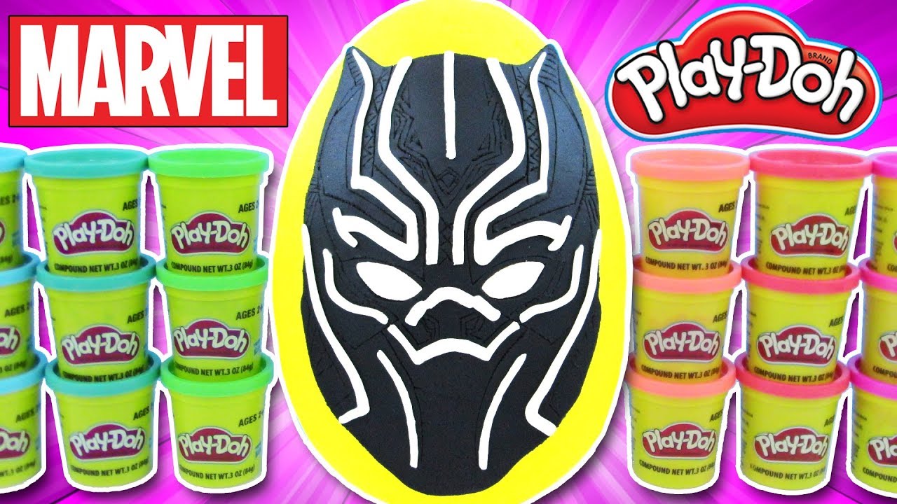 GIANT Black Panther PLAY-DOH SURPRISE EGG with Marvel Avengers Toys, TMNT, Transformers, FNAF & MORE
