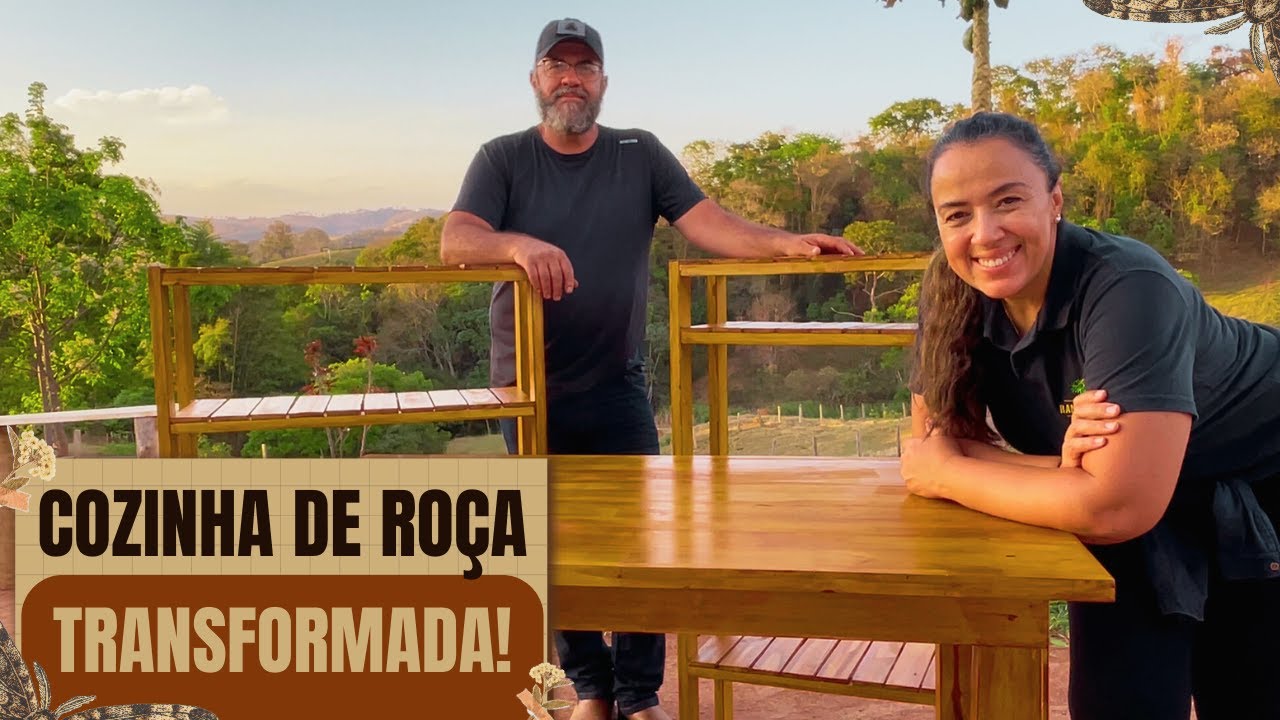 NOSSA COZINHA DE ROÇA GANHOU NOVOS MÓVEIS SIMPLES (FICOU UMA GRAÇA!)