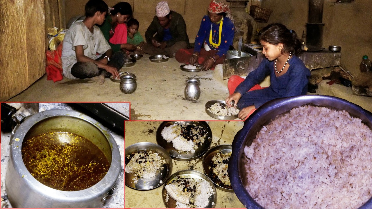 a village family FOOD in rural Nepal || dharme brother's family food time || rural Nepal ||