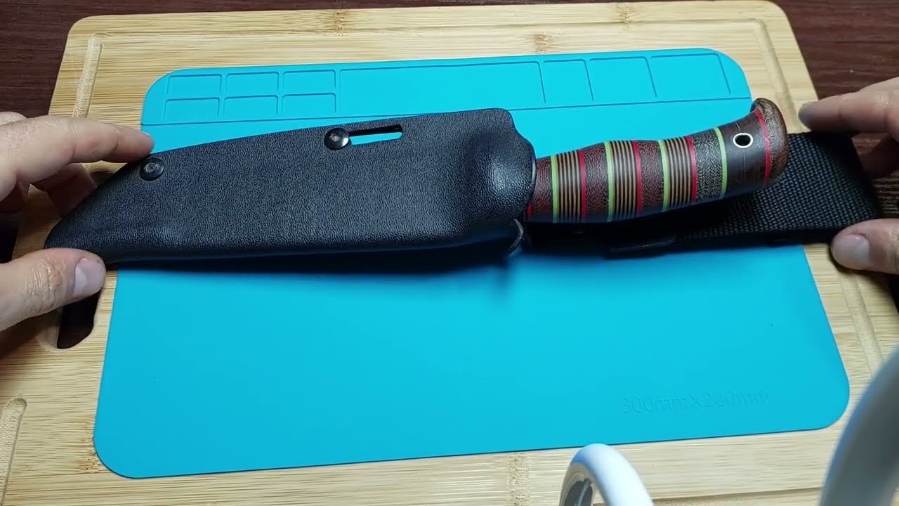 DIY - Cold Steel Warcraft Tanto 3V modded - stacked micarta & G10 handle and kydex sheath