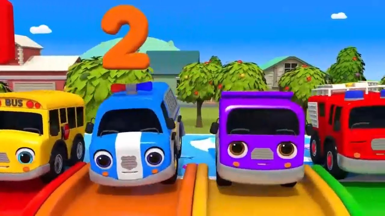Cute Toy Cars Race: Colorful Buses and Fire Truck for Kids 🏎️Kids Fun Adventure:  Vehicles 🚍✨