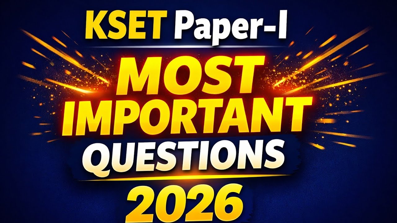 KSET Paper 1 PYQ 2026 | Most Important Questions