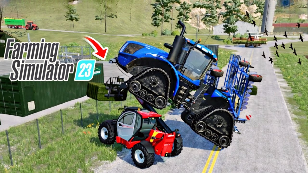 Mega Tractor Flip Accident! Farming Simulator 23 Crazy Crash 🚜💥 #fs23 #fs18 #fs20 #fs25 