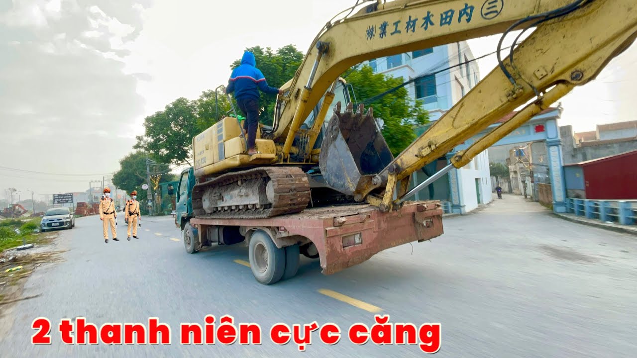 CĂNG ! CẬU BÉ LÁI Ô TÔ TẢI TMT CHỞ MÁY XÚC VÀ CÁI KẾT  | XE MÚC CẨU | XE TẢI CÁT CÔNG NÔNG TẢI CÁT