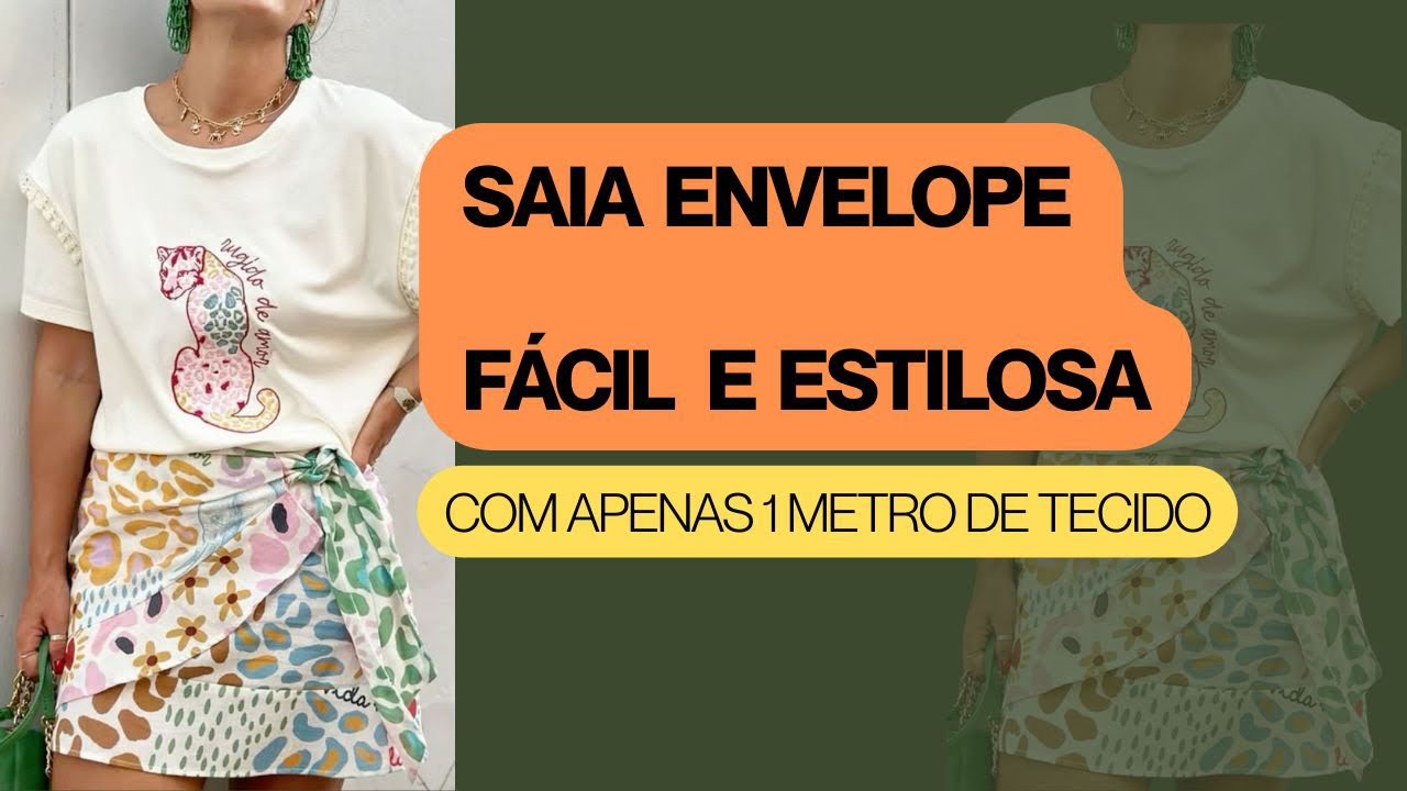👉 Saia Envelope Fácil com 1 Metro de Tecido | Sem Molde