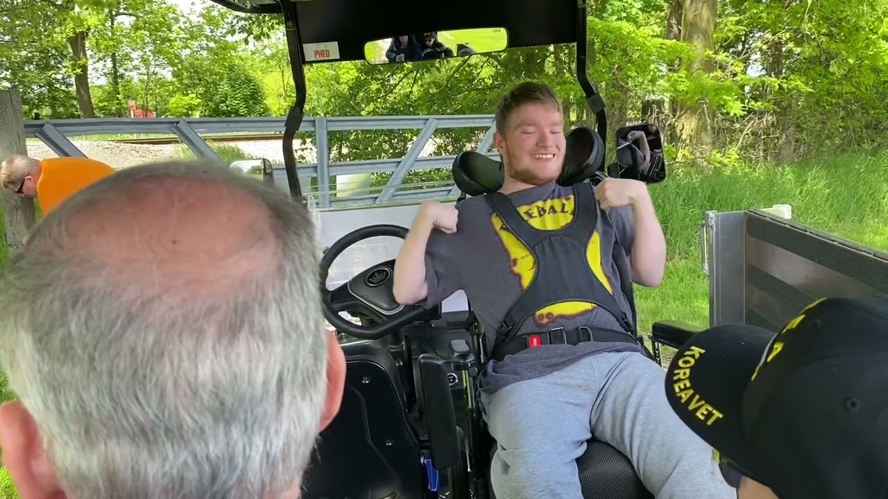 Sam on golf cart rides w/ Grandpa GG, Uncle Ralph, Karrie, & Aunt Marsha around neighborhood 5.25.25