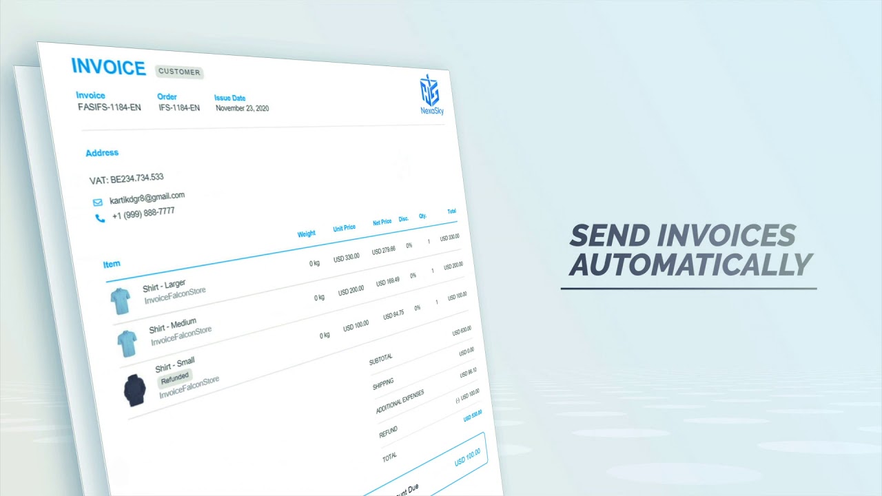 Invoice Falcon - Shopify App - Professional, Beautiful Invoices - Tax Compliant