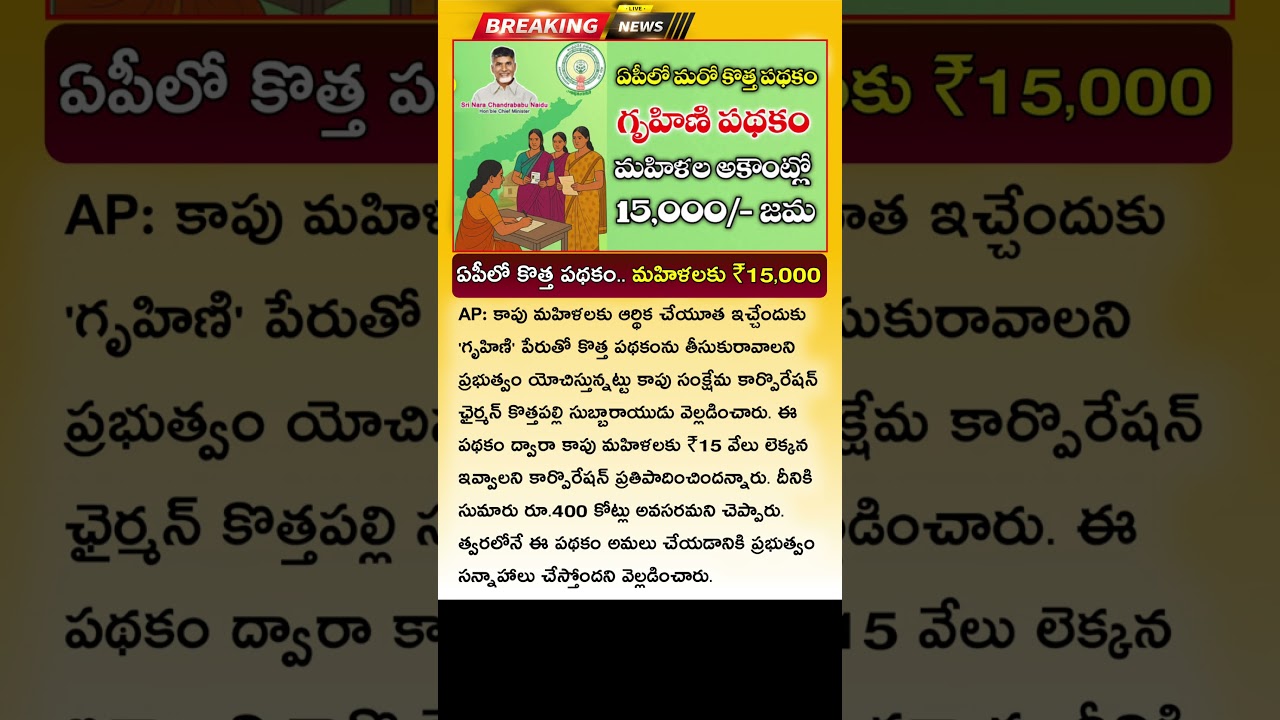 ఏపీలో మరో కొత్త పథకం.! మహిళలకు రూ.15,000 Gruhini Scheme In AP Gurhani Scheme Full Details In Telugu