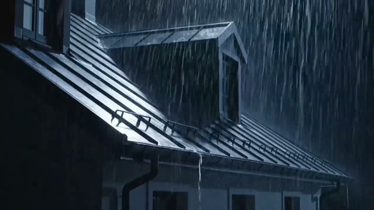 Heavy Rain on Cozy House Roof at Night 🌧️ Relaxing Rain Sounds for Deep Sleep