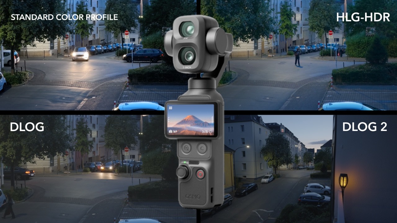 DJI Osmo Pocket 4 Pro - SIDE BY SIDE - STANDARD - HDR - DLOG -DLOG 2 - Low Light Test