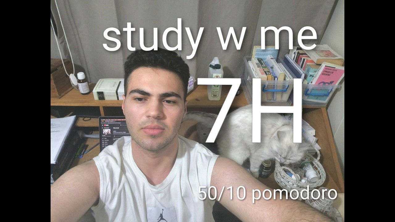 study with me live: 7 hours (real sounds, no music, 50/10 pomodoro technique) 🌷