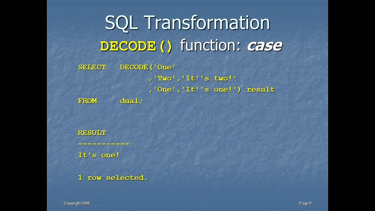 DECODE Function in Oracle Database