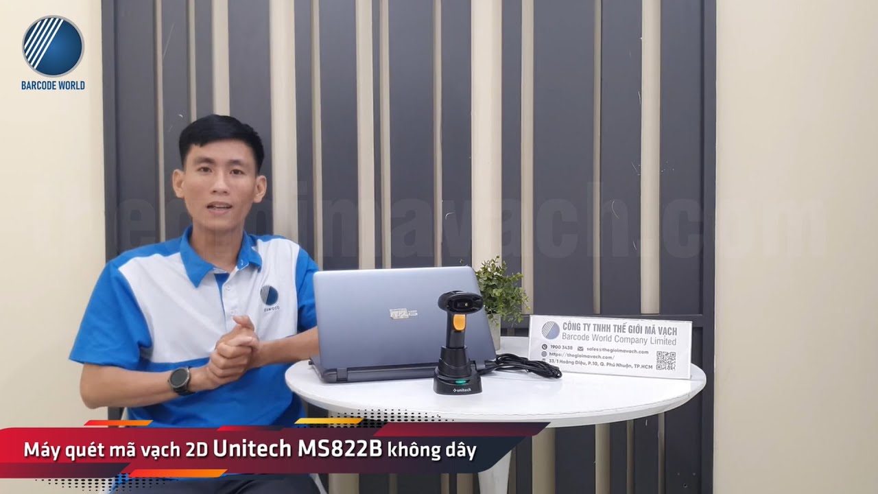 Demo và giới thiệu máy quét mã vạch 2D Unitech MS822B không dây bluetooth