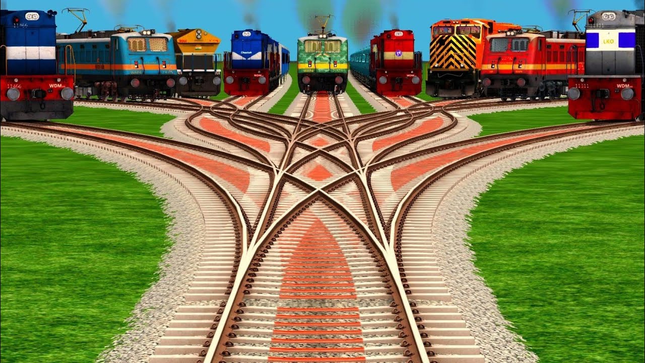More Trains Railway Railroad At Realistic Railroad Track ll train  cartoon games ll railroad tracks