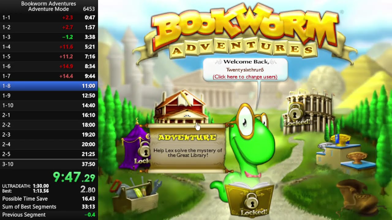(FWR) Bookworm Adventures Speedrun - Adventure in 38:43