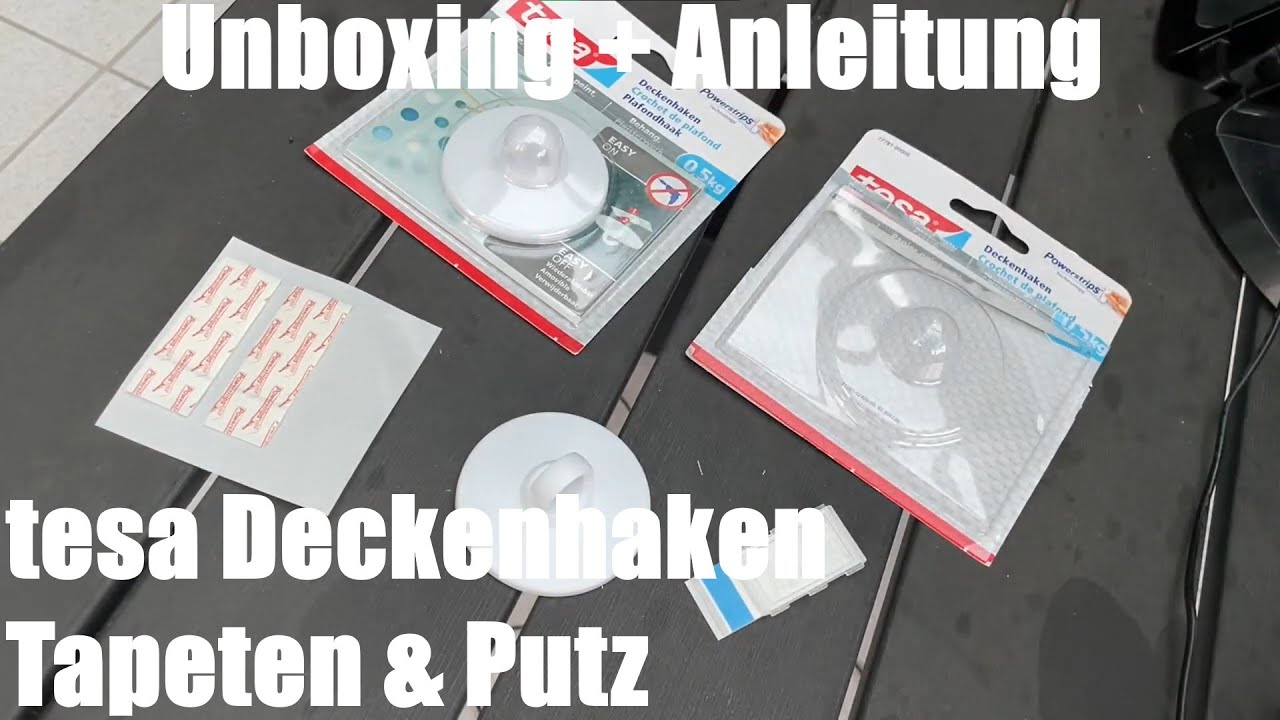 tesa Deckenhaken Tapeten & Putz - selbstklebender Haken - ideal zur Befestigung Unboxing & Anleitung