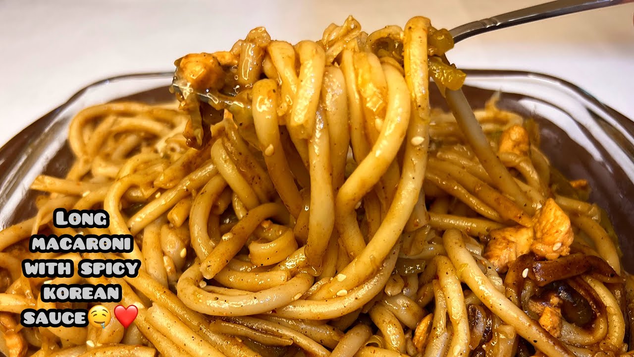 Long macaroni with spicy Korean sauce❤️❤️ recipe by Tehreem eats❤️