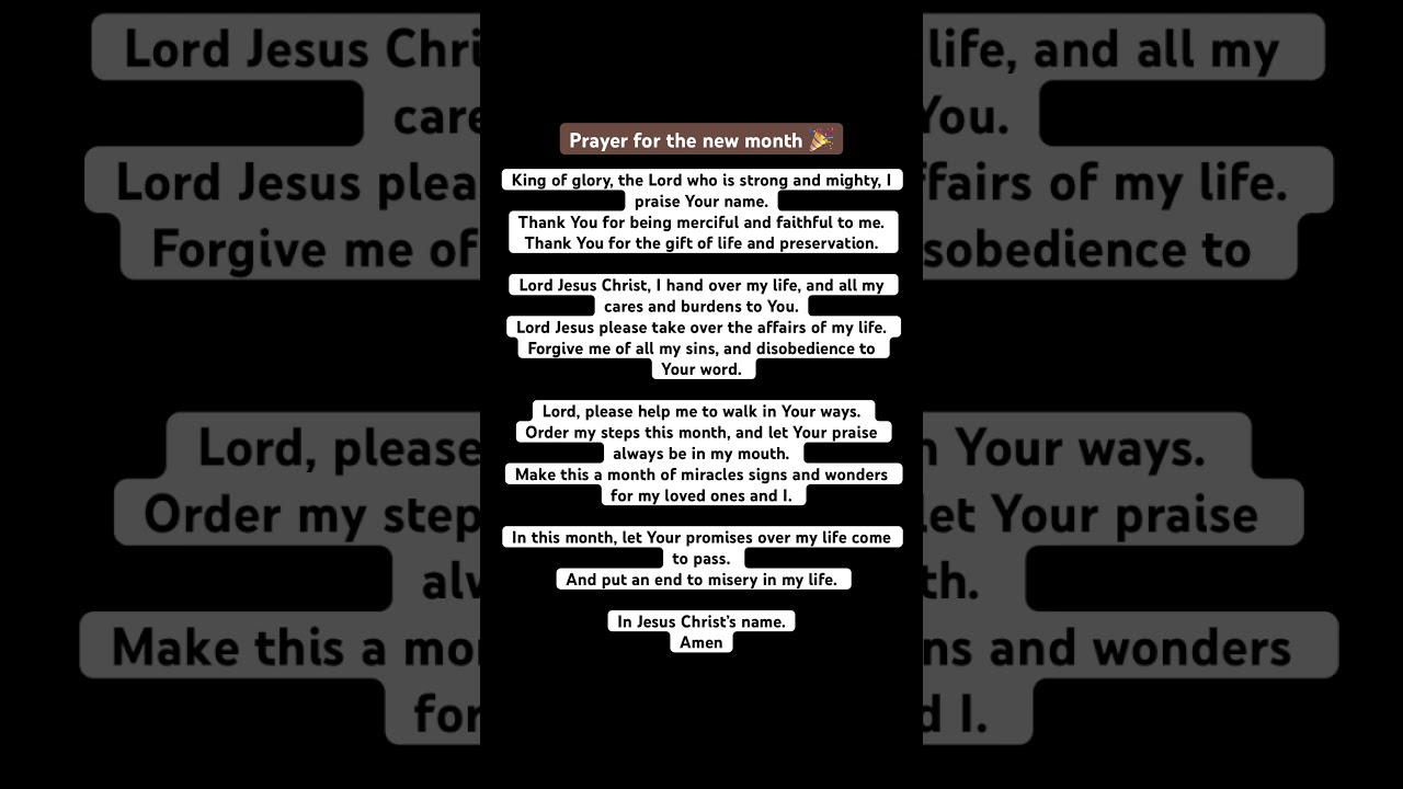 Prayer for the month 