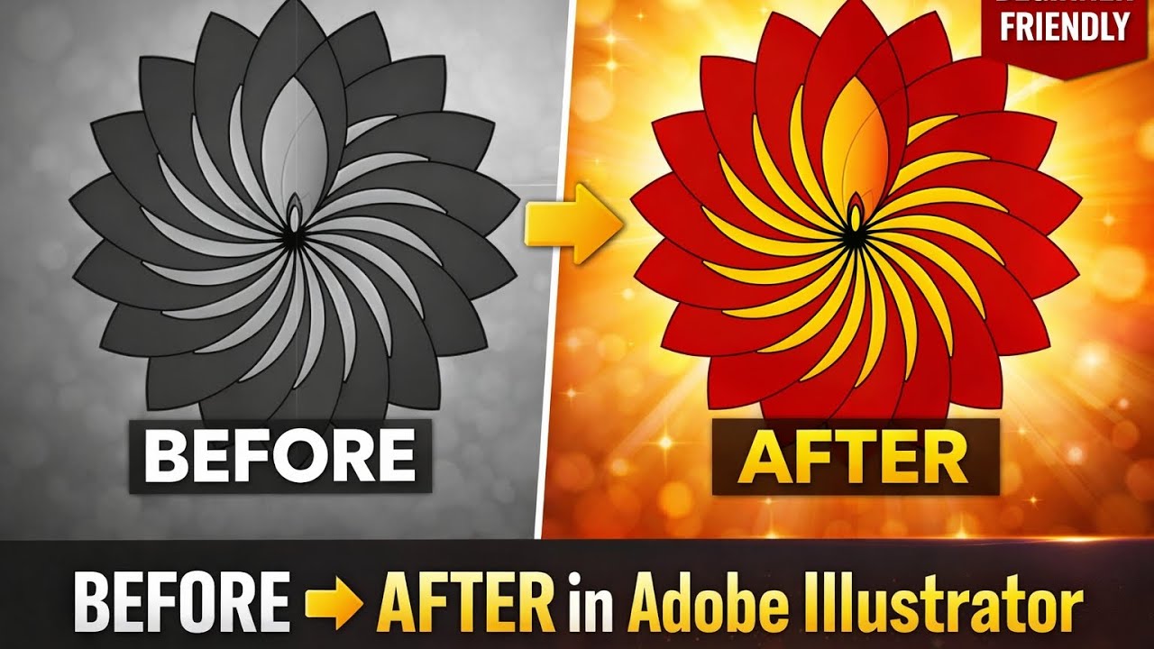 Adobe Illustrator Flower Design Tutorial | Before vs After Vector Art / Beginner Friendly ✨