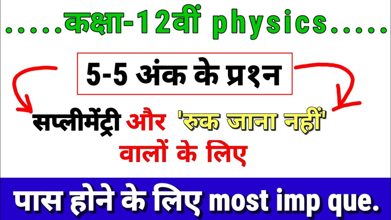12th physics supplementary paper important question|supplementary paper 2022 physics