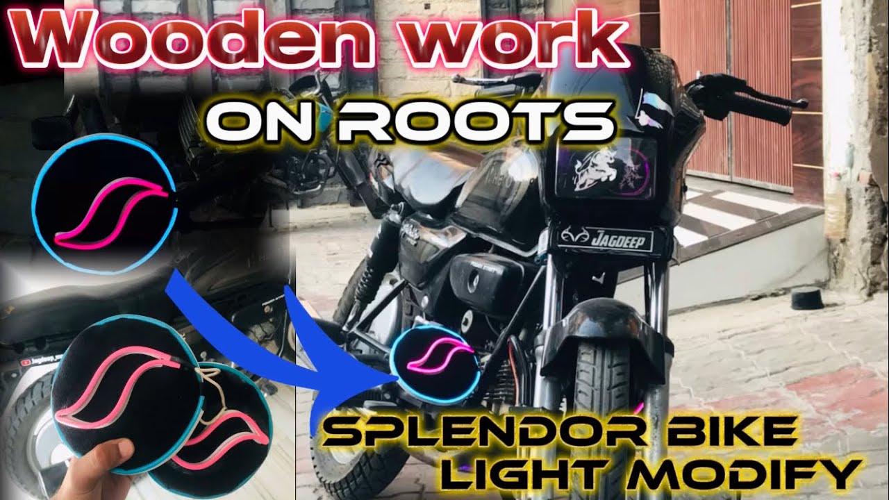 New Wooden Work Attach On RootsHorn||splendor bike light modify⚜️||Only in₹350||​⁠@jagdeep.modify