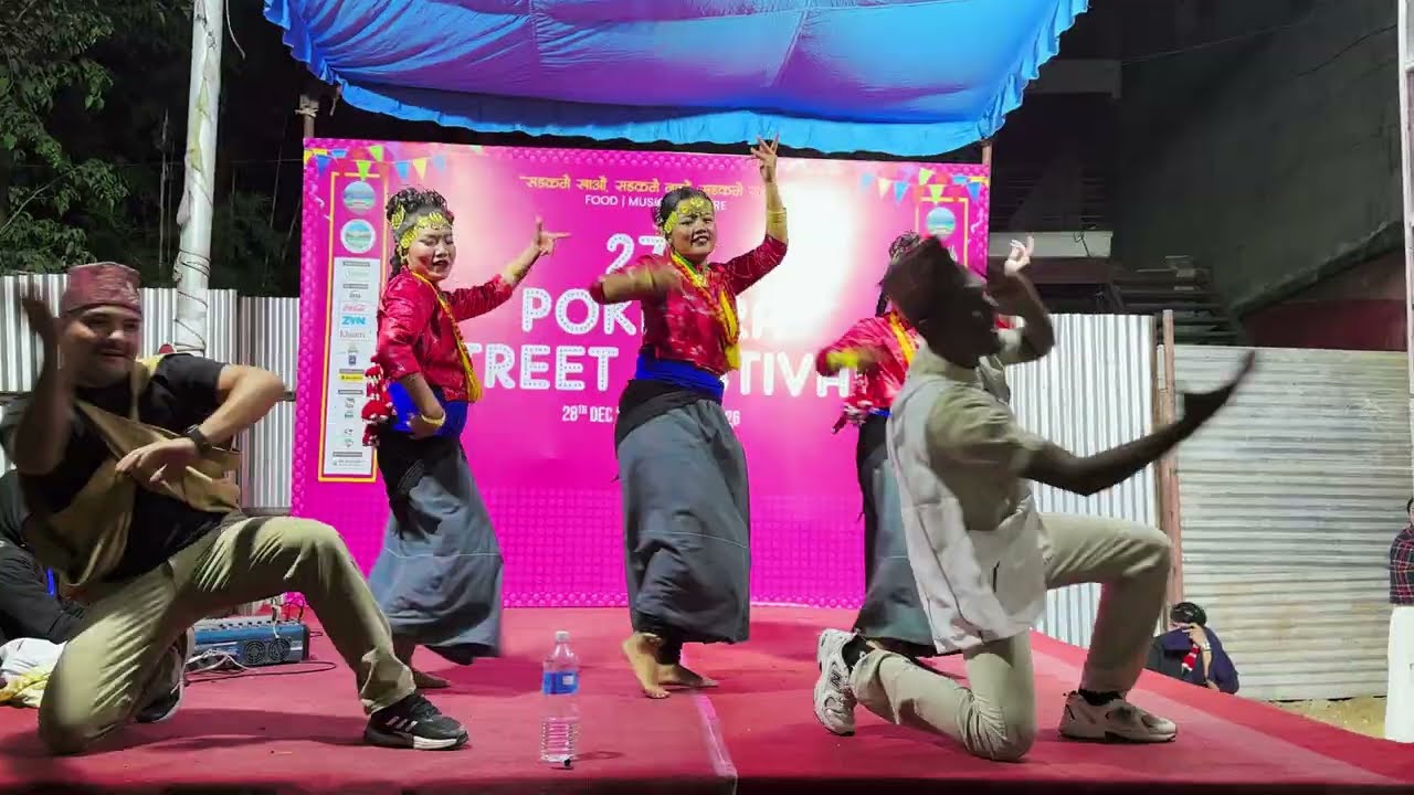 Pattako Ke Jhora पटटकक झर Nepali Cultural Dance at Street Festival Pokhara Lakeside