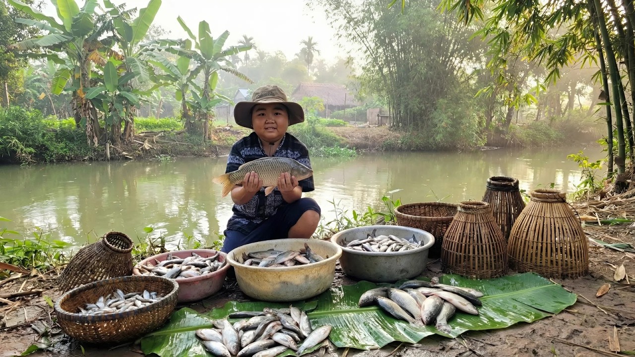 A Peaceful Morning Setting Fishing Nets | Traditional River Fishing Journey