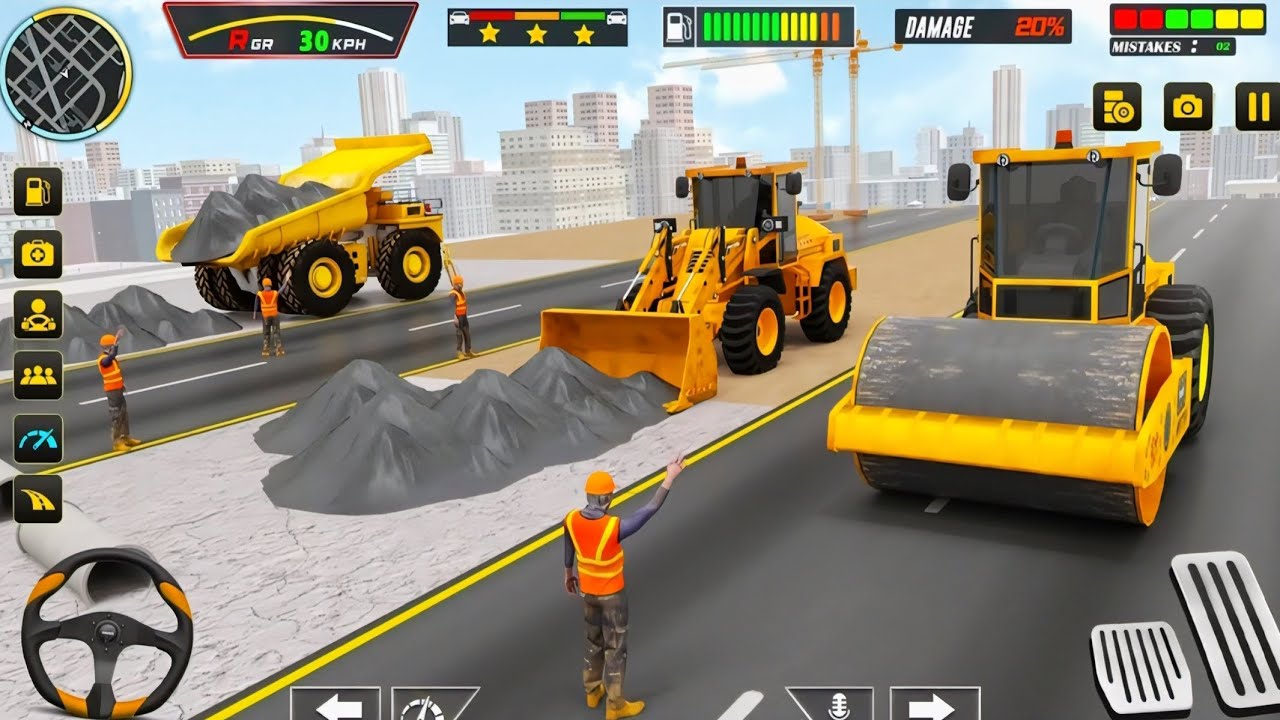 Road side construction work jcb and truck and other vehicles | Jcb and truck simulator game | 