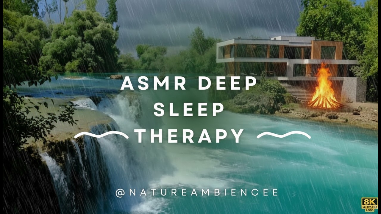 Relaxing Waterfall Sounds for Sleeping 😴 Natural White Noise & Rain Ambience #asmr #natureambience