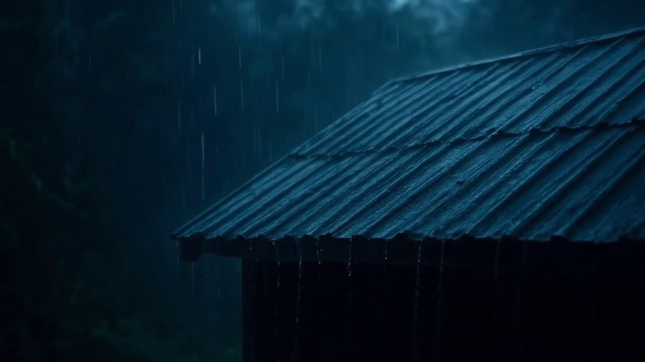 Night Forest Rain Sounds | Heavy Rain on the Roof