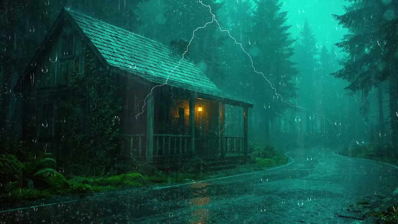 Fall Asleep in 3 Minutes - Heavy Rain with Thunder Sounds at Night for Deep Sleep, Nature ASMR