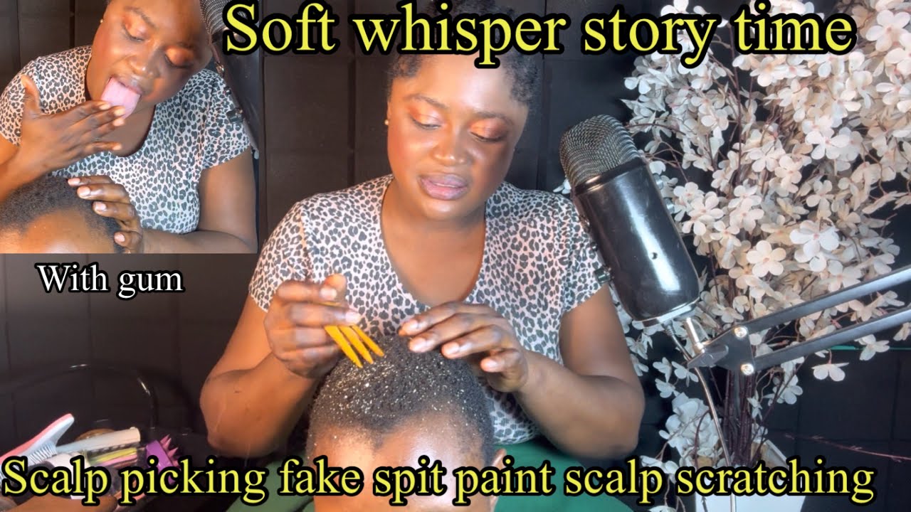 ASMR✨tingly mouth sound fake spit paint, hair scratching and scalp nitpicking for sleep💫