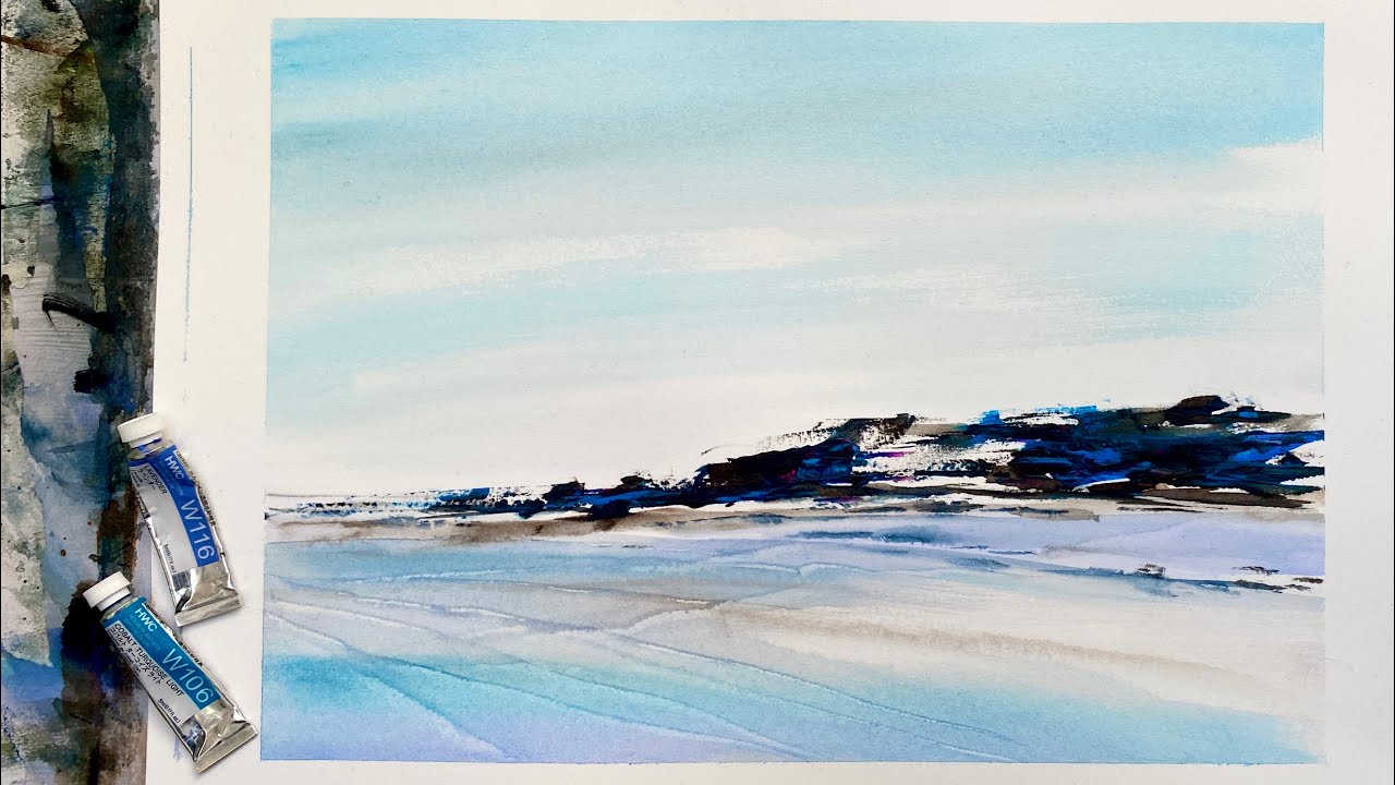 Paint ICE & SNOW Abstract Watercolour Landscape Painting, ICELAND Mountains Beginners DEMO Tutorial
