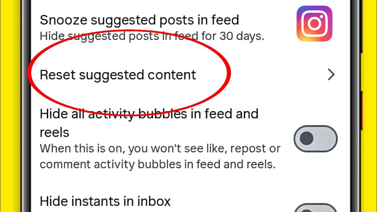 Instagram Reset Suggested Content Settings 