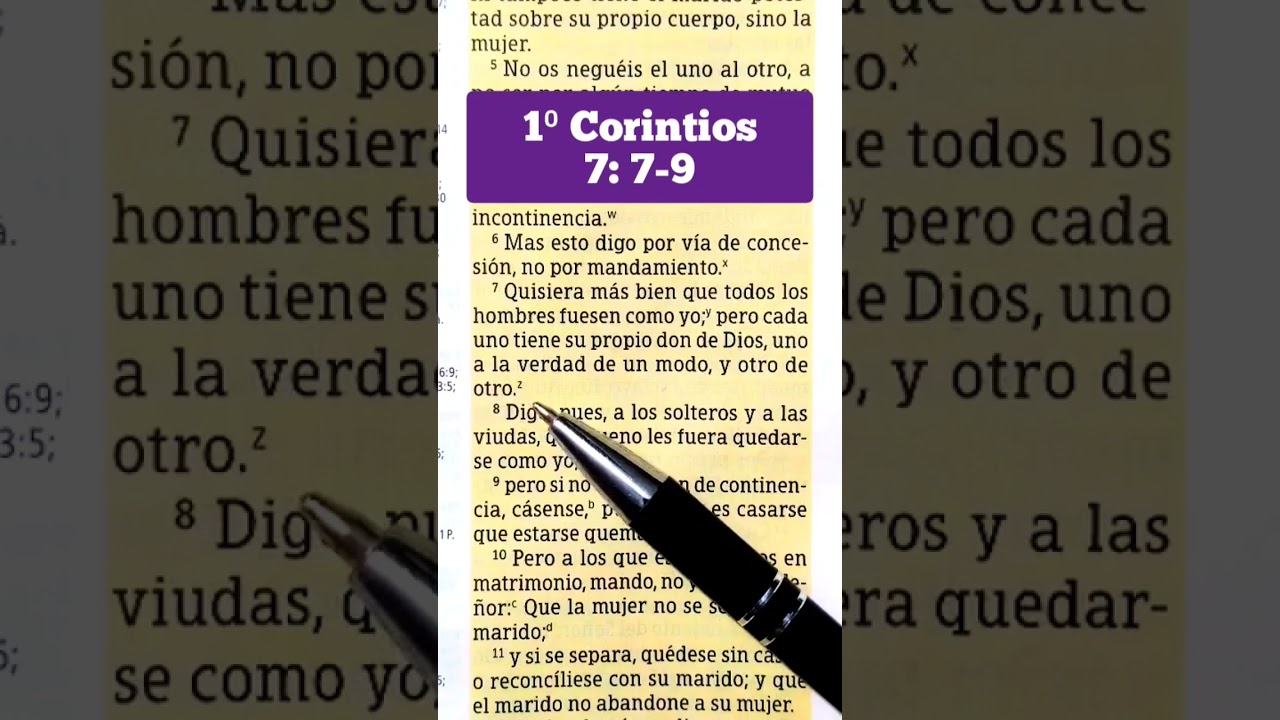 #lecturab&iacute;blica #videoscristianos #versiculosbiblicos #Biblia 1 Corintios 7:7-9. don de continencia
