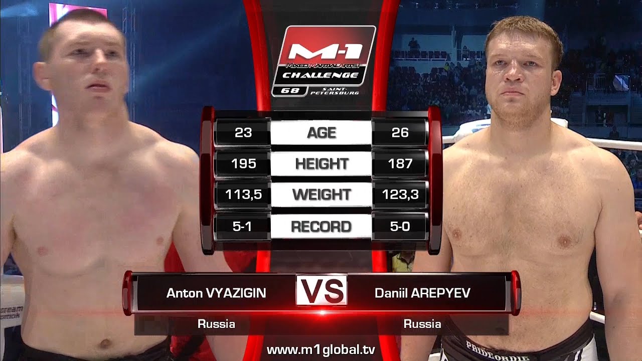 Daniil Arepyev vs Anton Vyazigin, M-1 Challenge 68, June 16, Saint Petersburg
