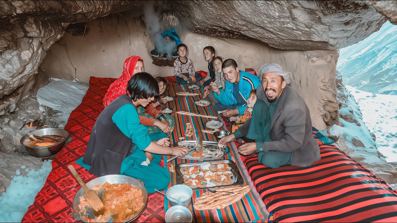 Cooking in SNOW... In SPRING?! Inside Afghan Cave Family Life