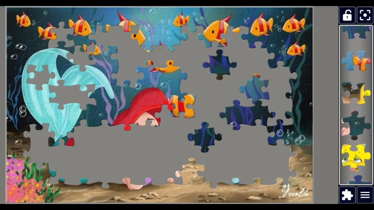 Ariel The Little Mermaid🧜& Flounder 🐠Daydreaming🌹🎀🎉🧩🎊💖❤️ @jigsawzone 