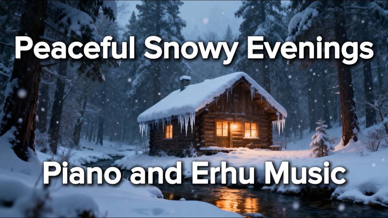 Peaceful Snowy Evenings | Ambient Piano and Erhu Music for Relaxation & Winter Nights