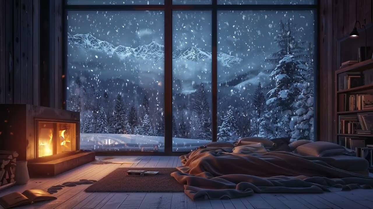 Spend the Night in a Warm Cozy Cabin During a Massive Snowstorm | Deep Peace & Comfort Inside ❄️