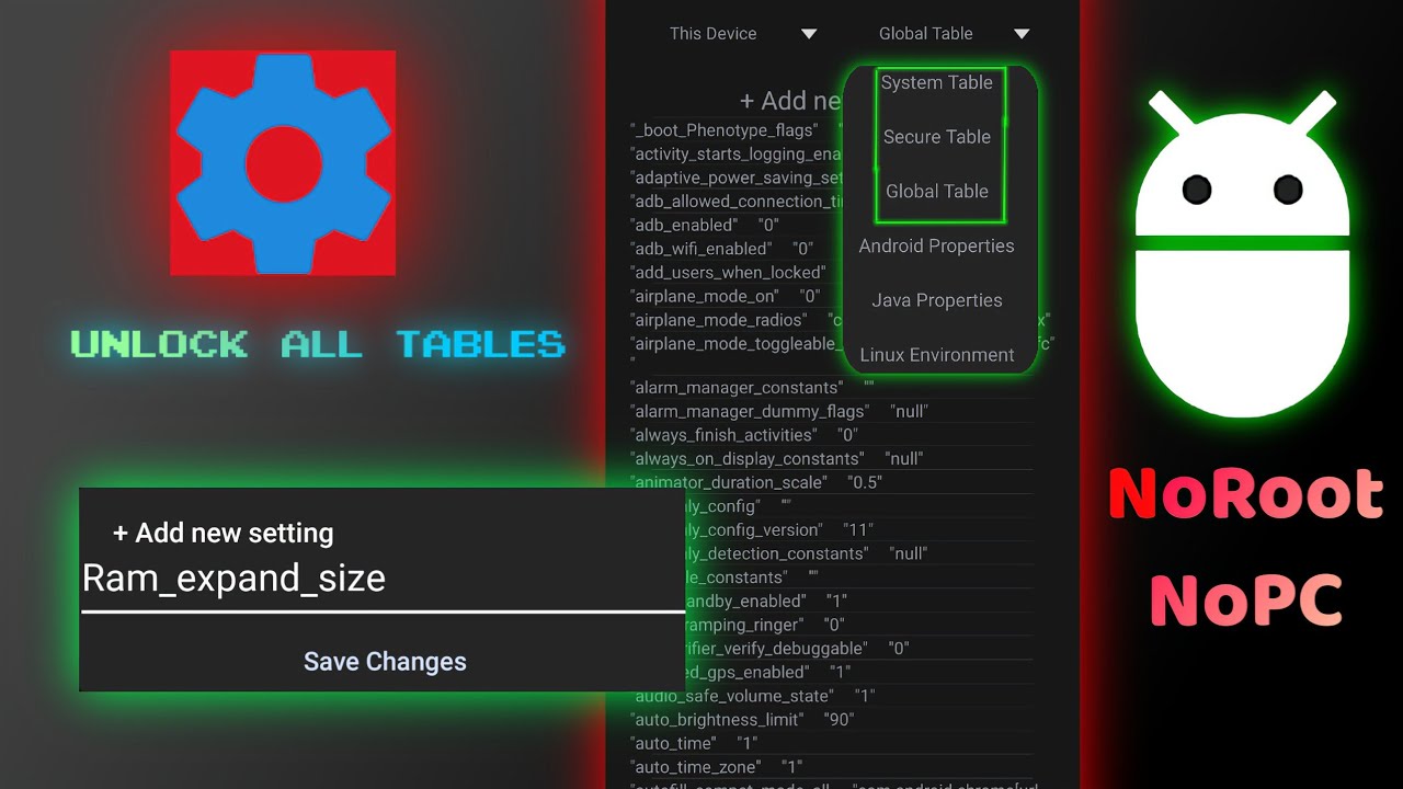 How to Activate Global Table SetEdit without root No pc