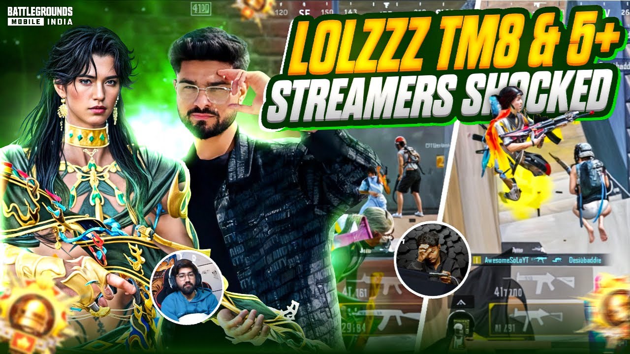 Lolzzz Teammate & 6 Pro Streamers Shocked 😱|| Fastest 60 Fps Player 💀|| BGMI~PUBG !! 