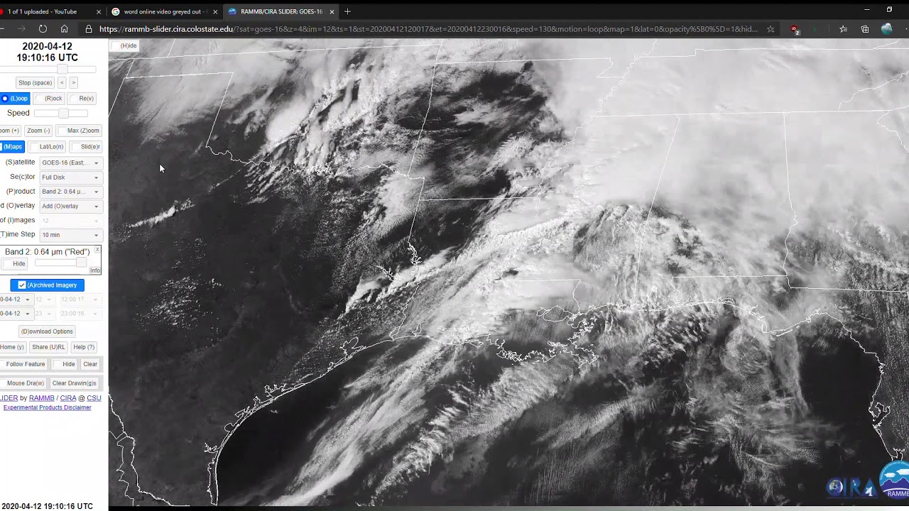 RAMMB CIRA SLIDER  GOES 16 East; 75 2W Satellite Imagery  Full Disk Sector  Band 2  0 64 &micro;m &q