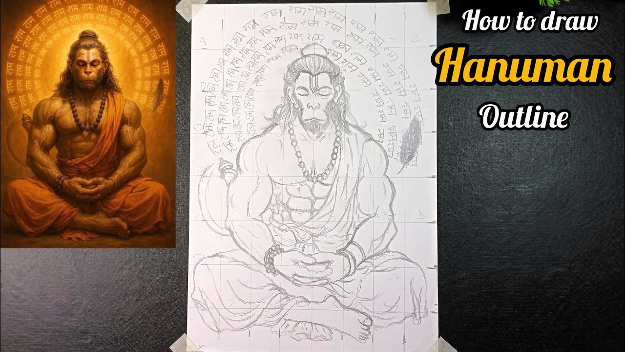 How to draw Hanuman ☺️|| outline drawing ||🥰Step by step easy method || Hanuman outline drawing🥰||