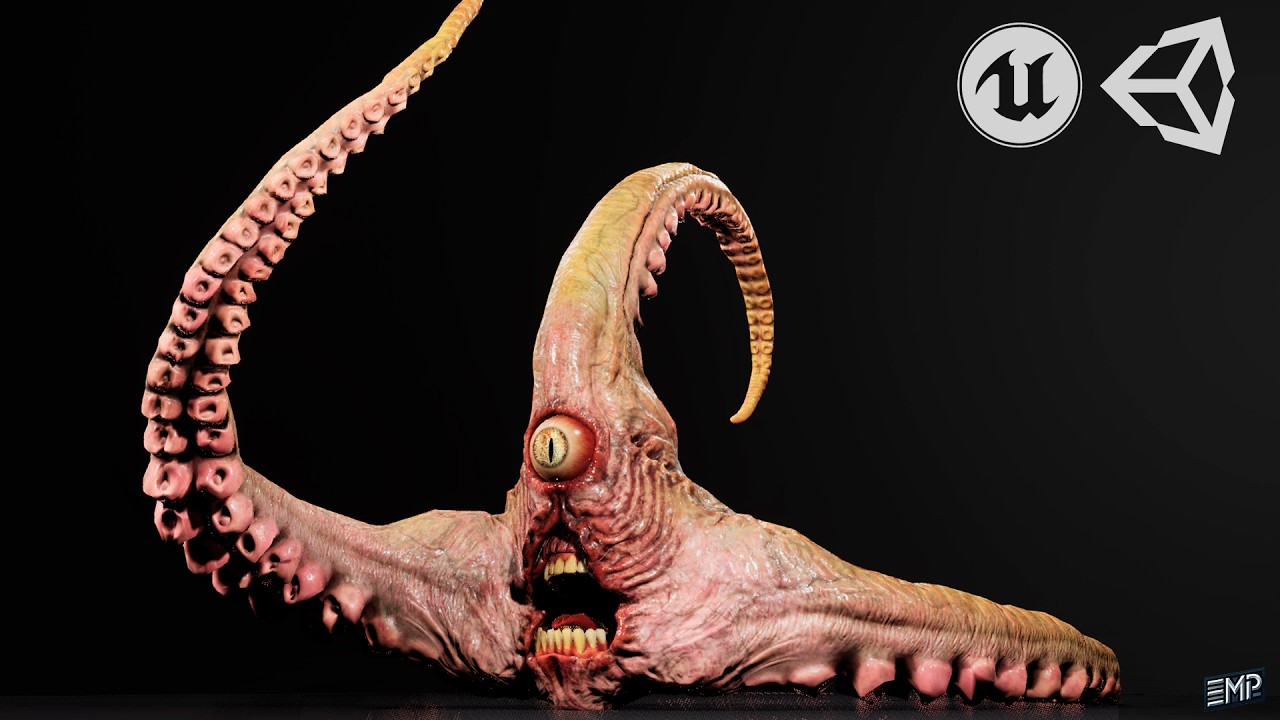 Octopus Monster 3D game character for Horror games Unreal -Unity