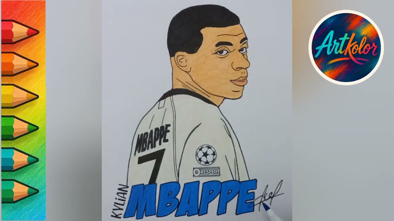 Kylian Mbappe Coloring Art From Sketch to Stunning Color
