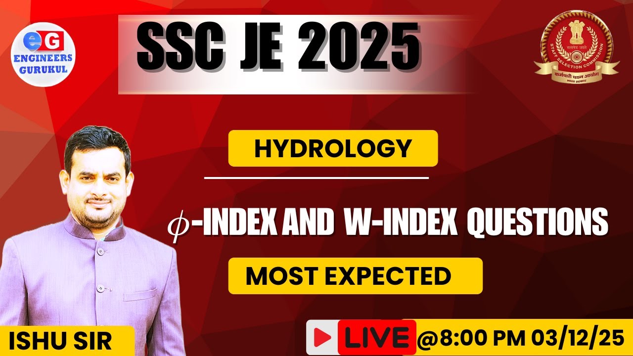 SSC JE 2025 exam analysis| Φ-index & W-index Question Practice| Engineers Gurukul