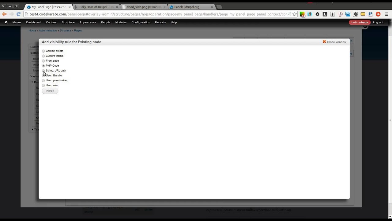 Drupal 7 Panels Module Visibility Rules - Daily Dose of Drupal episode 134