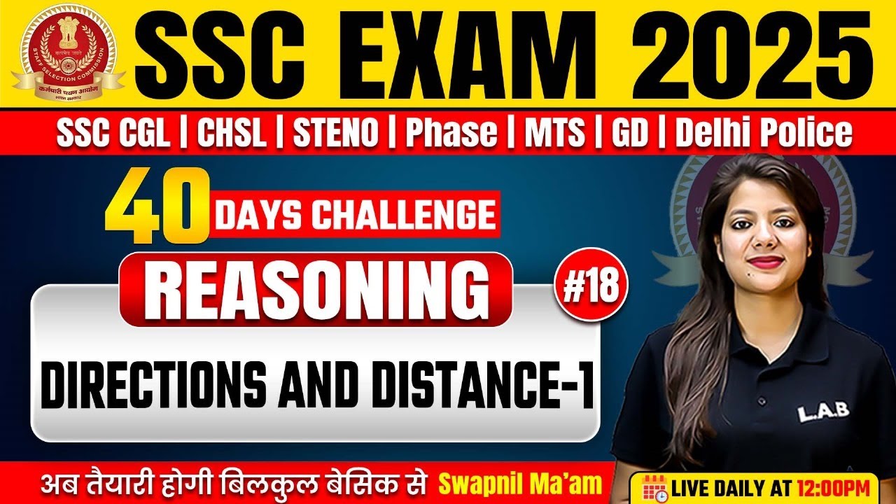 SSC Exams 2025 | Reasoning Classes by Swapnil Mam | Direction & Distance Reasoning #18